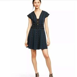 Zac Posen x Target Grommet Snap Detail Navy Dress Edgy Sun Womens Size 6 NWT
